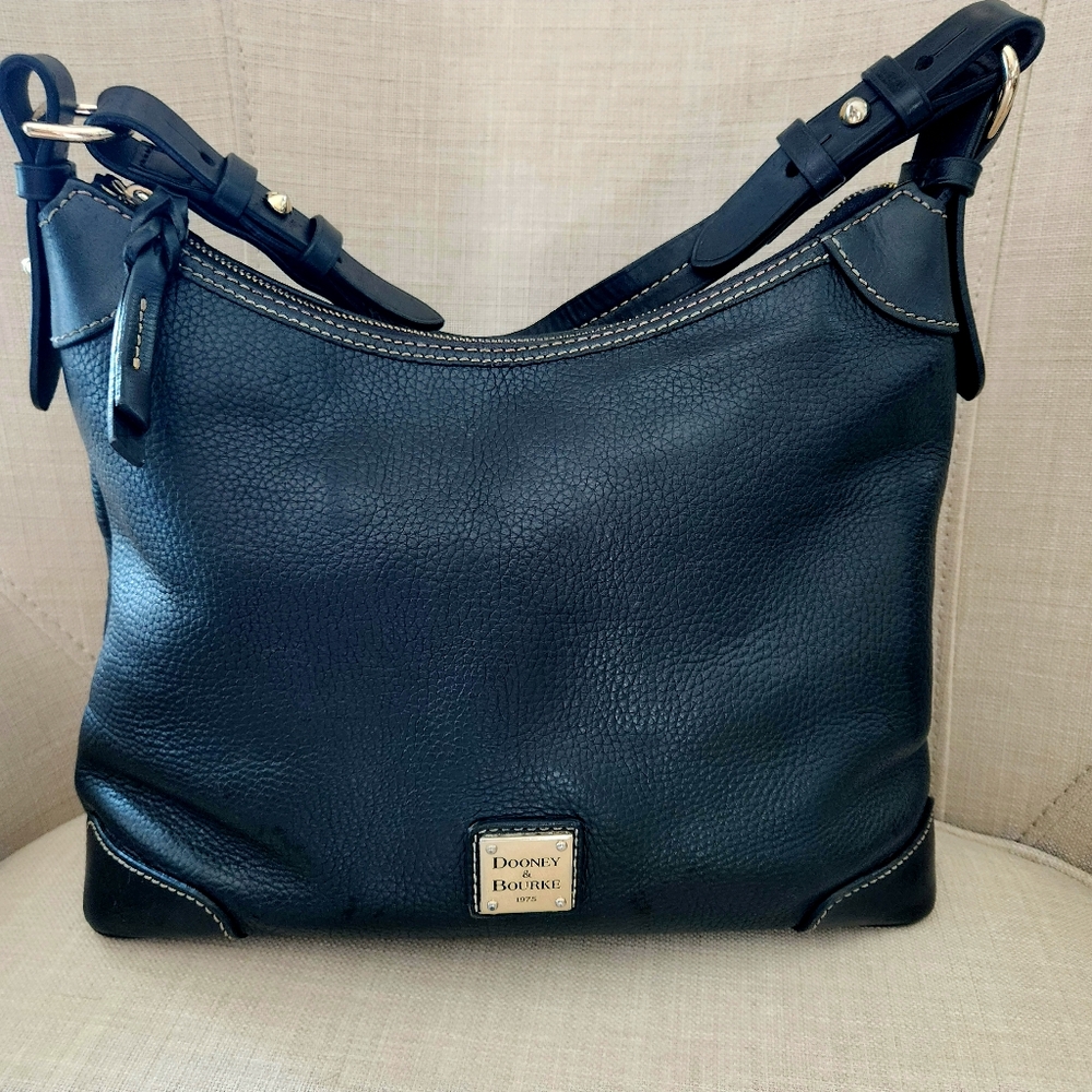 Dooney and Bourke Black Pebbled Leather Hobo Bag